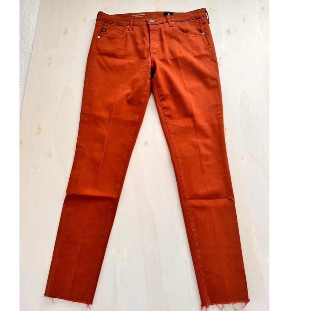 AG Adriano Goldschmied The Legging Ankle Skinny Jeans Rust Orange Raw Hem 30R